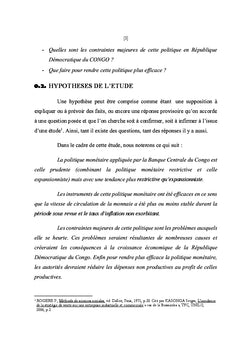 Politique monétaire et croissance économique en R.D.Congo