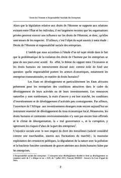 Droits de l'Homme et Responsabilite Societale des Entreprises