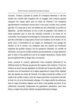 Droits de l'Homme et Responsabilite Societale des Entreprises