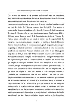 Droits de l'Homme et Responsabilite Societale des Entreprises