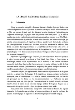 La Leçon de Ionesco - satire hilarante de l'enseignement
