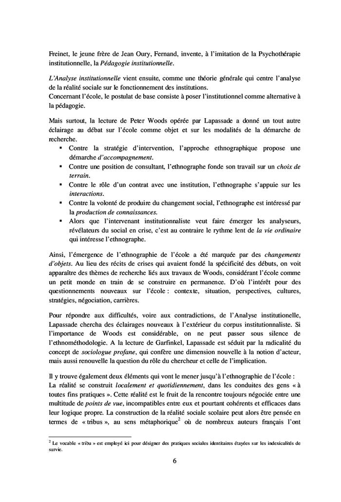 L'ethnographie de l'education: pertinence epistemologique et methodologique
