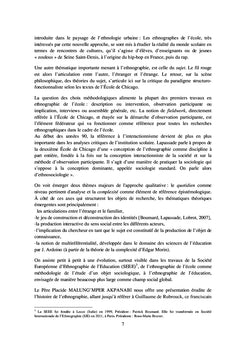 L'ethnographie de l'education: pertinence epistemologique et methodologique