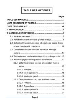 Utilisation du soja, de la patate douce à peau blanche et à chair jaune et du Moringa