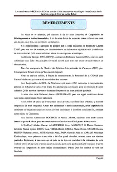 La contribution du HCR et du PAM en matiere d'aide humanitaire