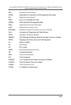 La contribution du HCR et du PAM en matiere d'aide humanitaire