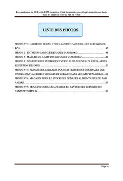 La contribution du HCR et du PAM en matiere d'aide humanitaire
