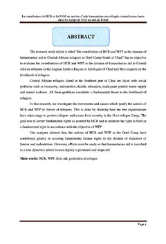 La contribution du HCR et du PAM en matiere d'aide humanitaire