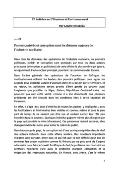 Industrie de l'Uranium et ses consequences nefastes