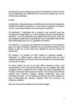 Industrie de l'Uranium et ses consequences nefastes