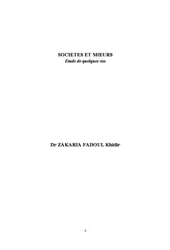 Societes et Moeurs