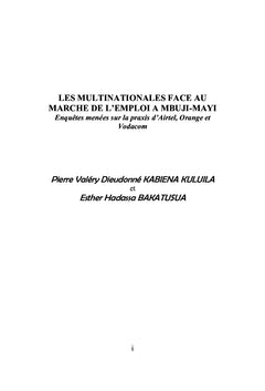 Les multinationales face au marché de l'emploi à Mbuji-Mayi