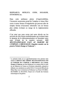 Les multinationales face au marché de l'emploi à Mbuji-Mayi
