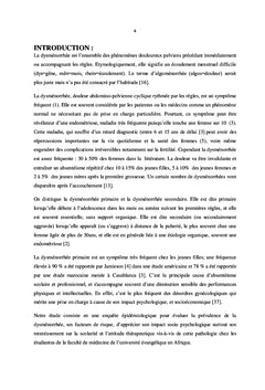 Profil epidemiologique, clinique et therapeutique des dysmenorrhees