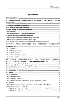 Developpement d'une methode par CPG-SM pour le screening des steroïdes