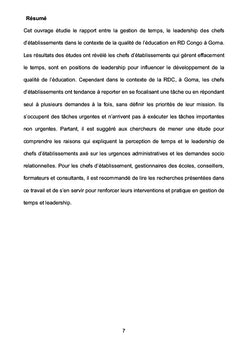 Gestion du temps des chefs d'établissements et leadership