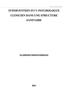 Intervention d'un psychologue clinicien dans une structure sanitaire