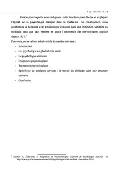 Intervention d'un psychologue clinicien dans une structure sanitaire