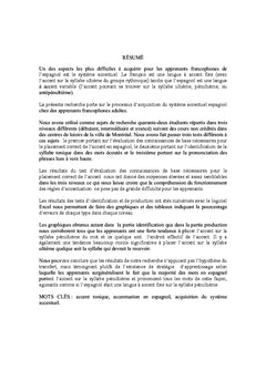 Acquisition du système accentuel espagnol par des francophones