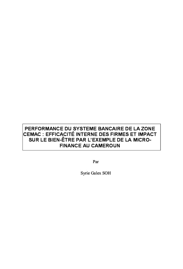 Performance du système bancaire de la zone CEMAC