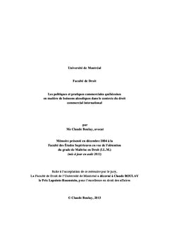 Droit international et pratiques commerciales en matière d alcool