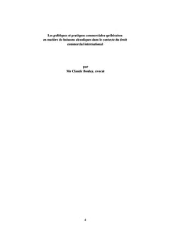 Droit international et pratiques commerciales en matière d alcool