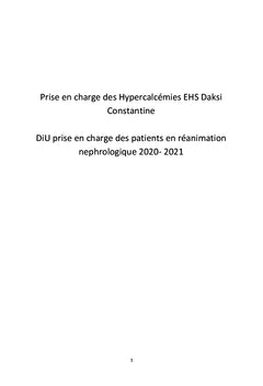 Prise en charge des Hypercalcémies