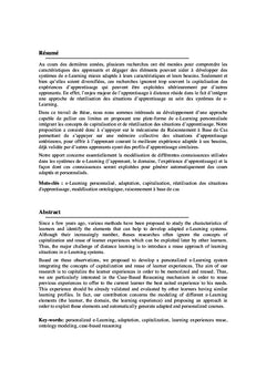 Ingénierie ontologique et Adaptation dans les systèmes de e-Learning