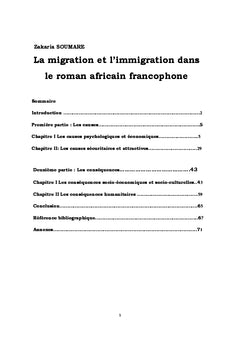 La migration et l'immigration dans le roman africain