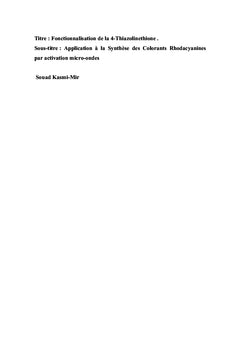 Fonctionnalisation de la 4- thiazolinethione
