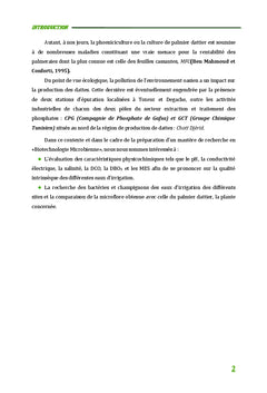 Evaluation de l'impact de la qualité des eaux d'irrigation sur le palmier dattier pheonix
