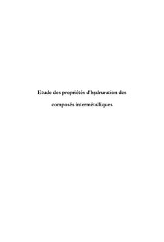 Etude des propriétés d'hydruration des composés intermétalliques