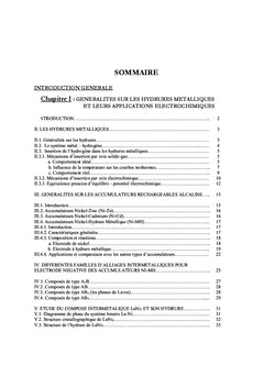 Etude des propriétés d'hydruration des composés intermétalliques
