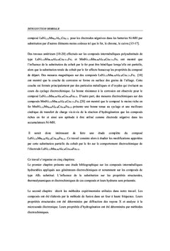 Etude des propriétés d'hydruration des composés intermétalliques