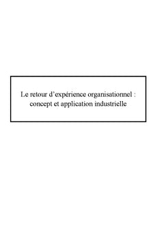Le retour d expérience organisationnel