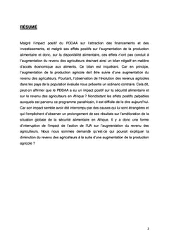 Le programme de développement agricole de l'Union Africaine