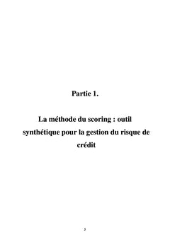 Gestion du risque de crédit par la méthode du scoring