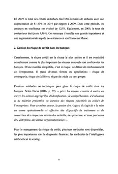 Gestion du risque de crédit par la méthode du scoring
