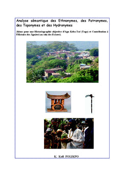Toponymes, Patronymes, ethnonymes, Hydronymes et Histoire des ewe