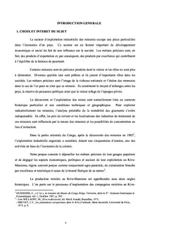 Production minière et ses effets d'entraînement au Kivu (1902-1960)