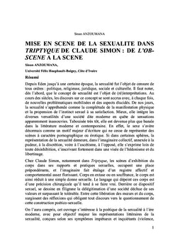 Mise en scène de la sexualité dans Triptyque de Claude Simon
