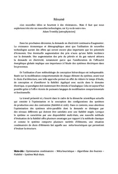 Conception optimale (ACS) d'un système de production d'énergie