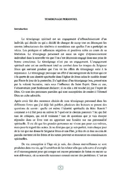 Témoignage personnel