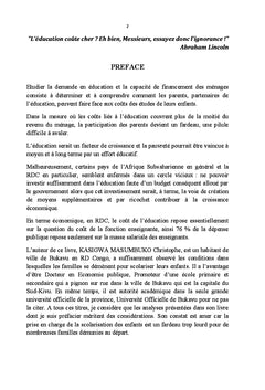 Impact socio-économique de la "prime" sur l'éducation au Sud-Kivu
