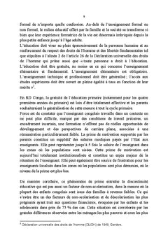 Impact socio-économique de la "prime" sur l'éducation au Sud-Kivu