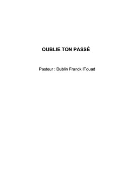 Oublier ton passé