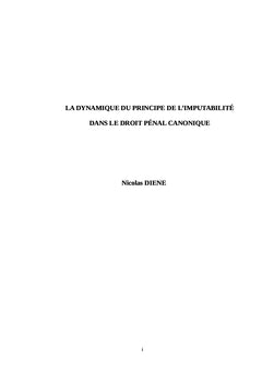 La dynamique du principe de l'imputabilité dans le droit pénal canonique