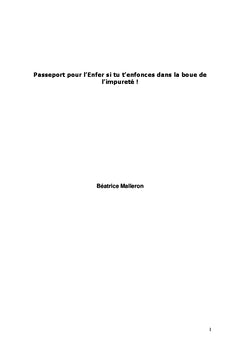 Passeport pour l'Enfer si tu t'enfonces dans la boue de l'impurete !