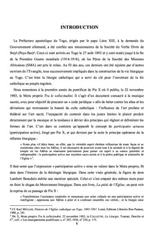 La vie liturgique au Togo, de la fin du XIXe siècle à la mise en oeuvre du concile Vatican II