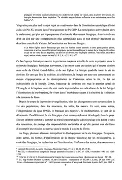 La vie liturgique au Togo, de la fin du XIXe siècle à la mise en oeuvre du concile Vatican II